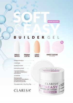 Claresa Soft&Easy Builder Gel Żel Budujący Milky White 90g - obrazek 3
