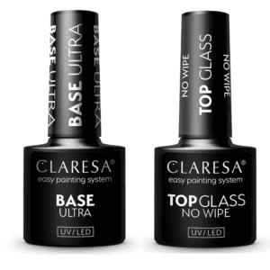 Claresa Baza Ultra + Top Glass No Wipe Zestaw Lakiery Hybrydowe