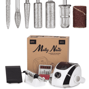 Molly Nils Frezarka do Manicure i Pedicure 68W + Zestaw Frezów M13 Srebrna - obrazek 5