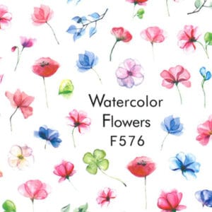 Naklejki do Paznokci Cienkie Samoprzylepne Kwiaty F576 - obrazek 2